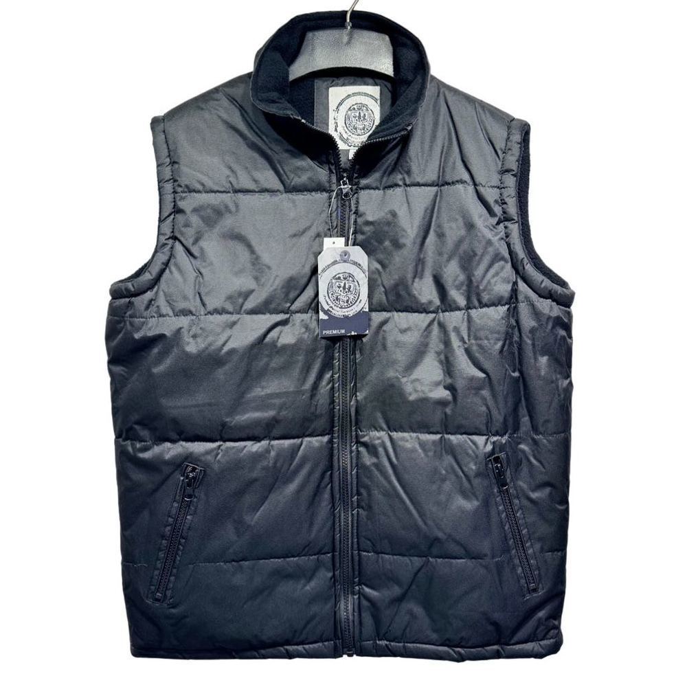KRISHH Men's Black Zip Front Fleece Lined Puffer  Vest Size Extra Large